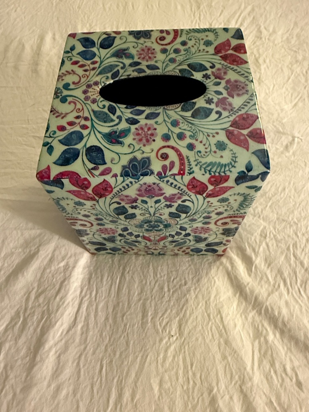 World Market Metal Boho Floral Tissue Box Cover